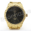 Hip Hop 14K Gold PT Black Gold Nugget Watch Sandblast Bracelet Set F28G - Raonhazae