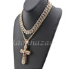 14K GOLD PT JESUS CROSS 18" TENNIS CHAIN 16" 30" CHOKER CUBAN CHAIN S26 - Raonhazae