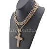 MENS 14K GOLD PT JESUS CROSS 18" TENNIS CHAIN 16" 30" CHOKER CUBAN CHAIN S30G - Raonhazae