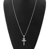 Sterling Silver .925 AAA Lab Diamond Bling Ankh Cross w/2.5mm Moon Cut Chain S53 - Raonhazae