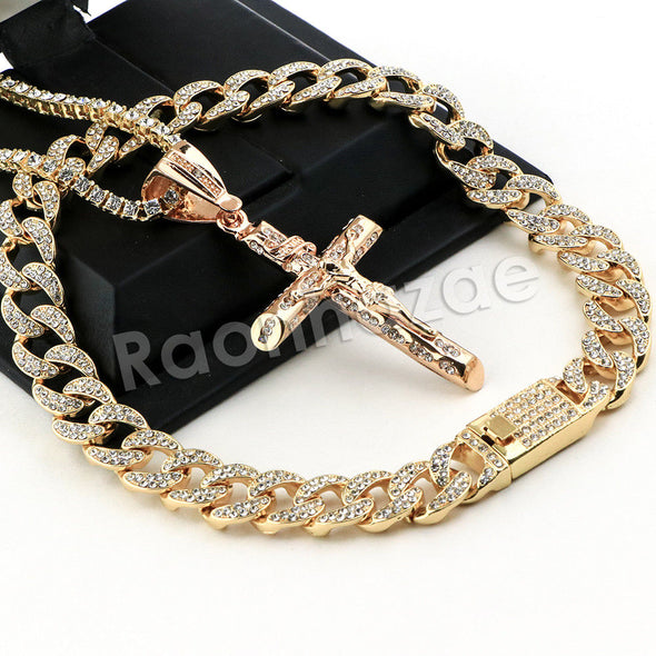 Hip Hop Quavo Small Cross Miami Cuban Choker Tennis Chain Necklace L15 - Raonhazae