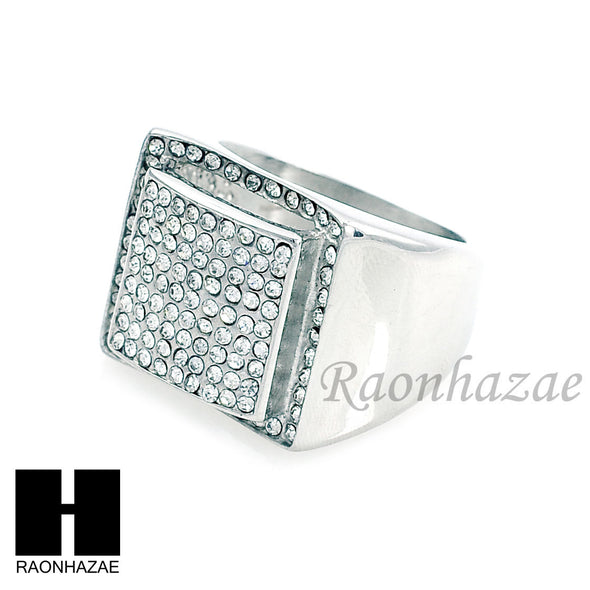 MEN RING 316L STAINLESS STEEL WHITE GOLD CZ BLING RING SIZE 8-12 SR013S - Raonhazae