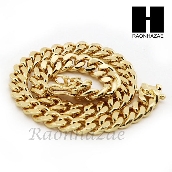 14k Gold Finish Heavy 6mm Miami Cuban Link Chain Necklace Bracelet Various Set C - Raonhazae