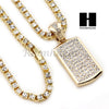 MENS 14K GOLD PT DOG TAG MIAMI CUBAN 16"~30" CHOKER TENNIS CHAIN S028 - Raonhazae