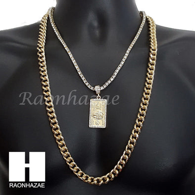 $100 HUNDRED DOLLAR 16"-30" TENNIS CHAIN 30" CUBAN CHAIN NECKLACE G33 - Raonhazae