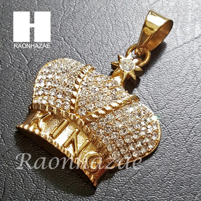 316L Stainless steel Gold King Crown w/ 5mm Cuban Chain SG08 - Raonhazae