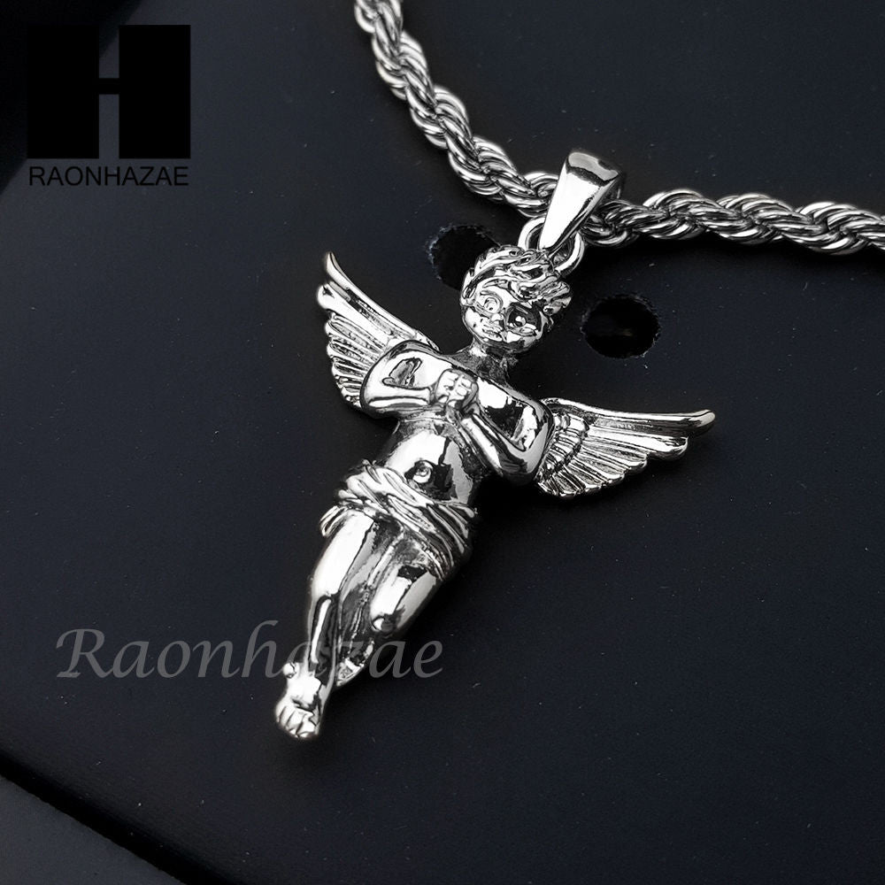 M Men Style Biker Jewelry Sterling Silver Guardian Angel Pendant Necklace  Sterling Silver Stainless Steel Pendant Price in India - Buy M Men Style  Biker Jewelry Sterling Silver Guardian Angel Pendant Necklace