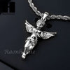 MEN TECHNO PAVE WATCH & ANGEL PENDANT ROPE CHAIN NECKLACE GIFT SET SS77 - Raonhazae