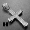 Lab Diamond Rhodium PT Jesus Cross Pendant w/ 4mm Cuban Chain B08S - Raonhazae