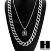 MENS CUBAN LINK 30" CHAIN / KING-TUT PENDANT 24" ROPE NECKLACE SET SS37 - Raonhazae