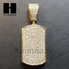 Lab Diamond 14K Gold PT Dog Tag Pendant w/ 4mm Cuban Chain B07G - Raonhazae