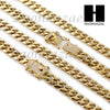Men 18k Gold Plated 10mm Diamond Clasp Cuban Miami Link Bracelet & Chain Set S02 - Raonhazae
