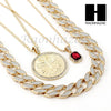 RUBY EGYPTIAN MAAT ROUND PENDANT CUBAN LINK ROPE CUBAN NECKLACE SET D19 - Raonhazae