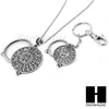 Silver 5X Magnifying Glass Round Filigree Key Chain Pendant Chain Necklace Set SJ3S - Raonhazae