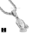 MEN JESUS FACE PRAYING HANDS 24" 30" ROPE CHAIN NECKLACES COMBO SET G38 - Raonhazae