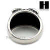 MEN STAINLESS STEEL HIP HOP ANTIQUE SILVER TONE OWL w/ ONYX RING 8-12 SR027CL - Raonhazae