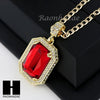 RUBY ANKH PLUG PENDANT 24" 30" ROPE BOX CUBAN CHAIN NECKLACE SET S011 - Raonhazae
