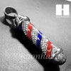 Mens 316L Stainless steel Silver Barber Shop Pole Pendant SS014 - Raonhazae