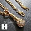 316L Stainless steel Gold MIC Pendant w/ 5mm Cuban Chain SG36 - Raonhazae