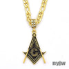 NEW VINTAGE MENS FREEMASON MASONIC PENDANT 5mm 24" FIGARO CHAIN SSP035T - Raonhazae