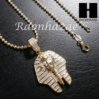 Sterling Silver .925 AAA Lab Diamond King Tut w/2.5mm 20" 24" Moon Cut Chain 40G - Raonhazae