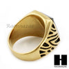 MEN STAINLESS STEEL HIP HOP 14K GOLD PLTED BLACK ONYX RING 8-12 SR029CL - Raonhazae