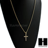 MENS GOLD SILVER MINI CROSS CZ PENDANT 24" ROPE CHAIN NECKLACE SET SC18 - Raonhazae