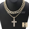 14K GOLD PT Lil JESUS CROSS MIAMI CUBAN 16"~30" CHOKER TENNIS CHAIN S19 - Raonhazae