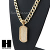 Hip Hop 14k Gold Plated Dog Tag Pave Pendant 30" Cuban Link Chain N08 - Raonhazae