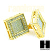 Square Earrings Large Micro Pave Gold Tone Hip Hop 18mm Big Bling GE138 - Raonhazae