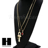RUBY EYE OF HERU ANKH PENDANT CUBAN LINK ROPE CUBAN NECKLACE SET D015 - Raonhazae
