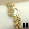 Women Luxury Watch Golden Rose w/ Lab Simulated Diamond Bracelet Watch - Raonhazae