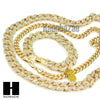 Gold Lab Diamond Necklace 15mm 30" 24" Miami Cuban Link Chain, Bracelet - Raonhazae