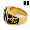 MEN 316L STAINLESS STEEL BLACK ONYX STONE GOLD BLACK RING SIZE 8-12 SR016G - Raonhazae