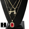 RUBY HANDGUN PLUG PENDANT 24" 30" ROPE BOX CUBAN CHAIN NECKLACE SET S03 - Raonhazae