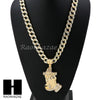 Hip Hop 14k Gold Plated Praying Hands Pendant 30" Cuban Link Chain N07 - Raonhazae