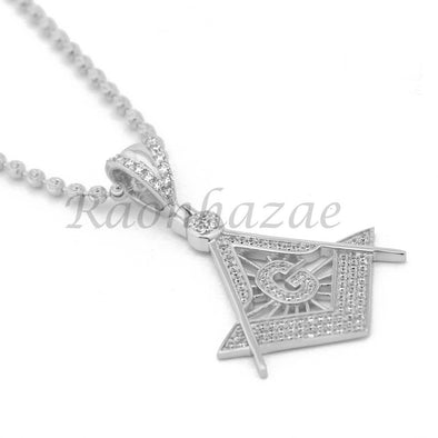 Sterling Silver .925 AAA Lab Diamond Freemason 2.5mm 20" 24" Moon Cut Chain S46 - Raonhazae