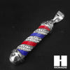 Mens 316L Stainless steel Silver Barber Shop Pole Pendant SS018 - Raonhazae