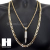 BULLET CHARM ROPE CHAIN DIAMOND CUT 30" CUBAN CHAIN NECKLACE SET G6 - Raonhazae