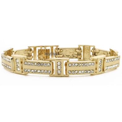 14K GOLD PLATED 2PAC MICRO PAVE CUBIC ZIRCONIA 8.5" BRACELET KB011G - Raonhazae