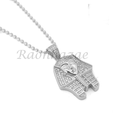 Sterling Silver .925 AAA Lab Diamond King-tut w/2.5mm 20" 24" Moon Cut Chain S47 - Raonhazae