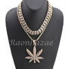 14K GOLD PT MARIJUANA 18" TENNIS CHAIN 16" 30" CHOKER CUBAN CHAIN S33G - Raonhazae