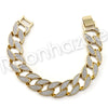 Hip Hop 14K Gold PT Luxury Bling Gold Watch Sandblast Bracelet Set F34G - Raonhazae