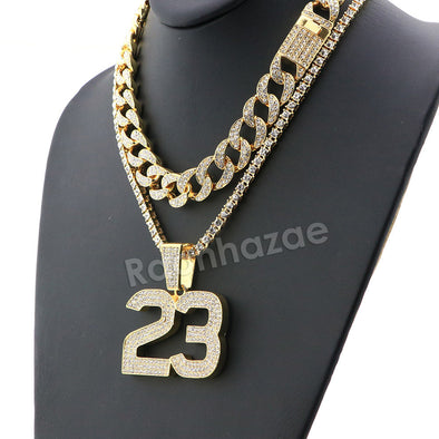 Hip Hop Quavo MJ 23 Miami Cuban Choker Chain Tennis Necklace L23 - Raonhazae