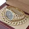 MEN 14K GOLD PT G-EAZY BLING LUXURY WATCH CUBAN BRACELET COMBO SET 16G - Raonhazae