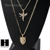 MEN ANGEL & KING LION PENDANT BOX CUBAN CHAIN DOUBLE NECKLACE SET SD05 - Raonhazae