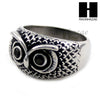 MEN STAINLESS STEEL HIP HOP ANTIQUE SILVER TONE OWL w/ ONYX RING 8-12 SR027CL - Raonhazae