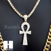 BLING ANKH CHARM 16"-30" TENNIS CHAIN 30" CUBAN CHAIN NECKLACE G24 - Raonhazae