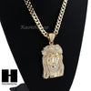 MEN LIL WAYNE JESUS FACE & DIAMOND CUT CUBAN 24" 30" 36" CHAIN NECKLACE - Raonhazae