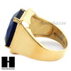 MEN RING 316L STAINLESS STEEL GOLD SAPPHIRE CZ RING SIZE 8-12 SR015BL - Raonhazae